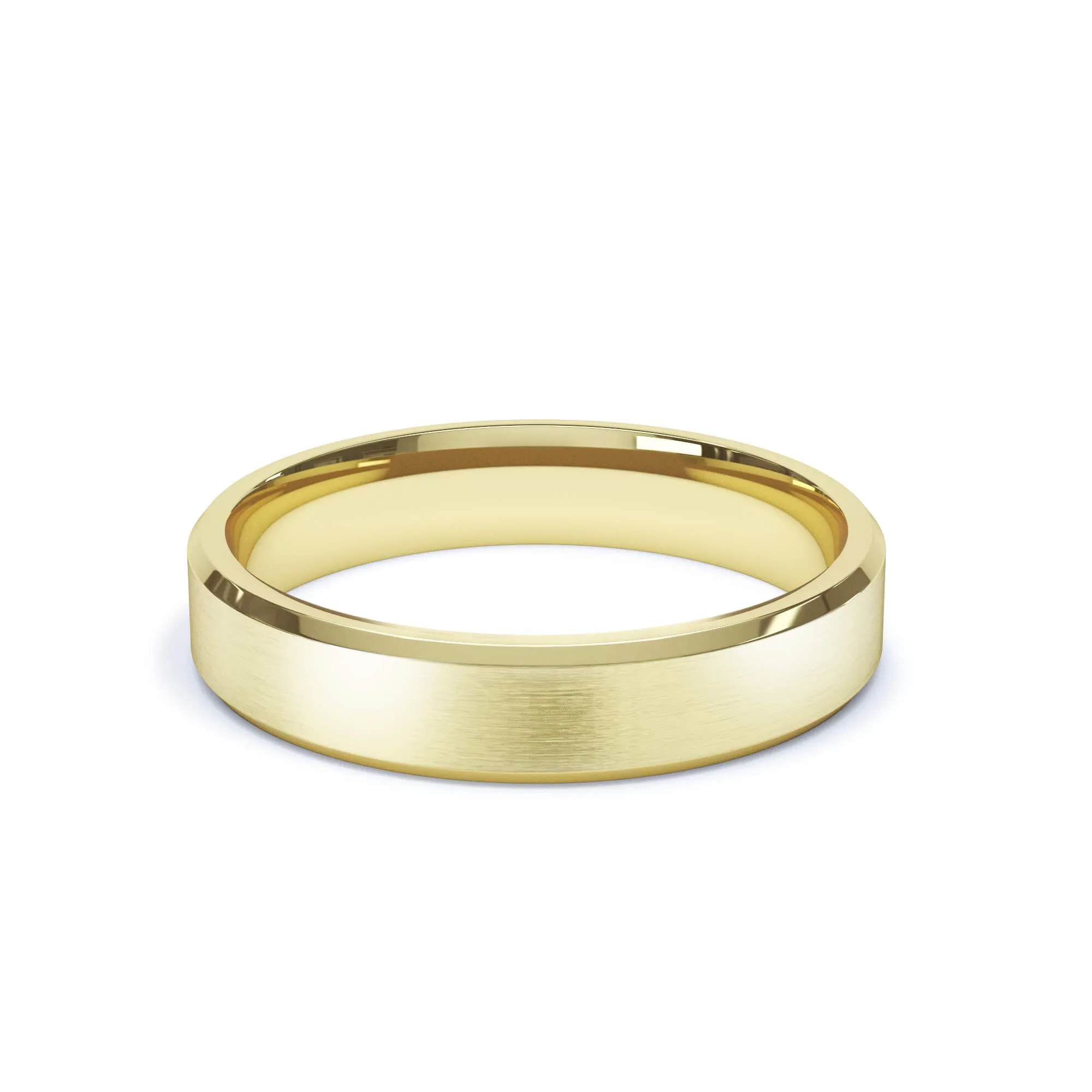 - Bevelled Edge Satin Polish Wedding Ring 9k Yellow Gold