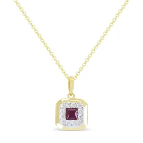 0.12Ct Ruby 16"pendant Necklace In 14K Yellow Gold