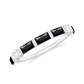 1 CT Baguette Cut Created Black Diamond Half Eternity Ring with Diamond