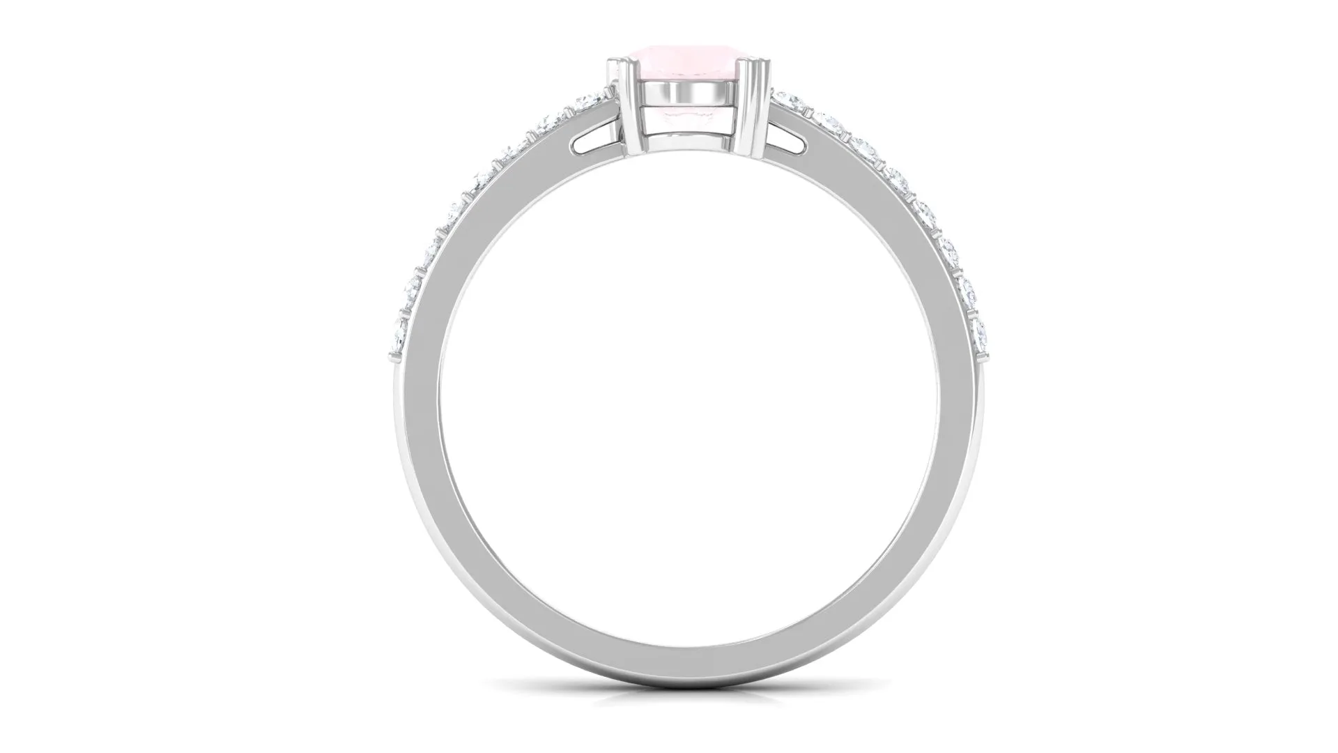 1 CT Rose Quartz Solitaire Promise Ring with Diamond Accent