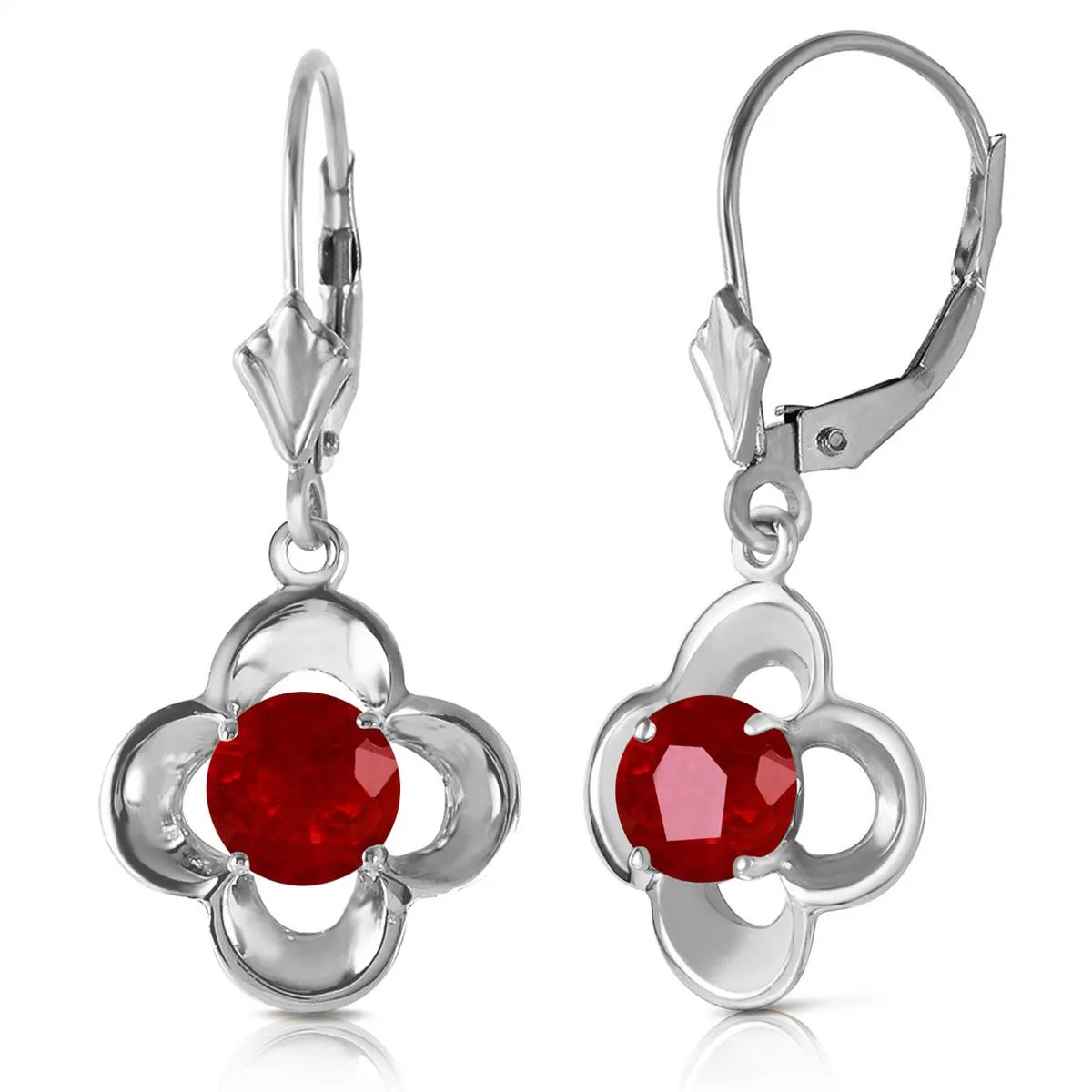 1.1 Carat 14K Solid White Gold Wonderfully Made Ruby Earrings