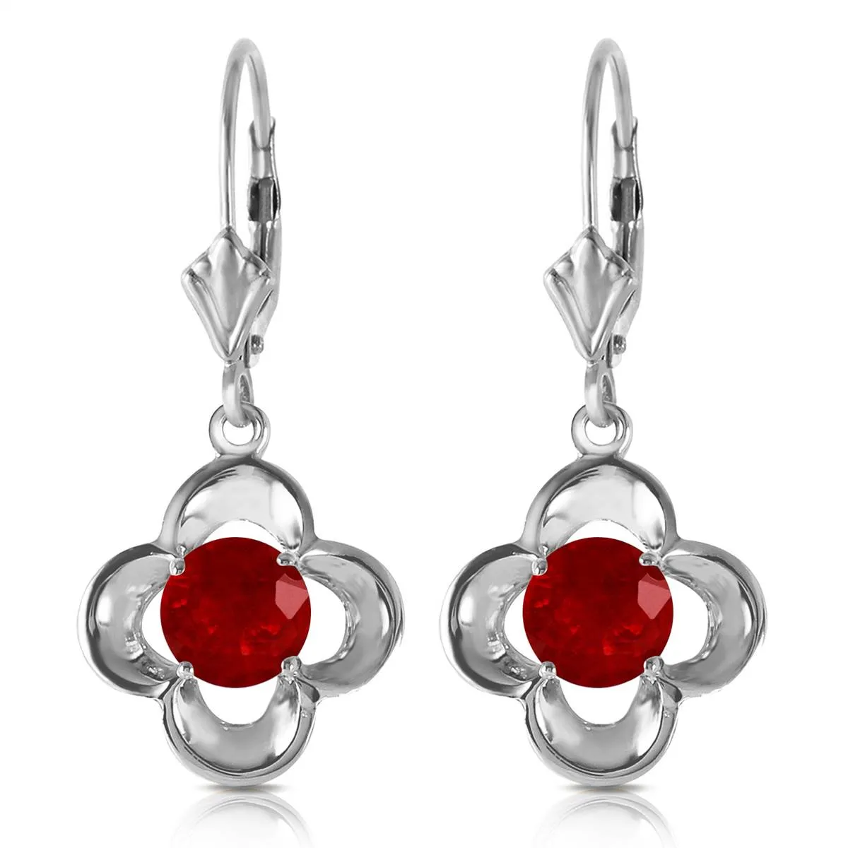 1.1 Carat 14K Solid White Gold Wonderfully Made Ruby Earrings