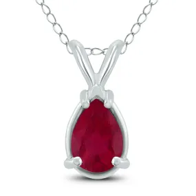 14K  5X3Mm Pear Ruby Pendant