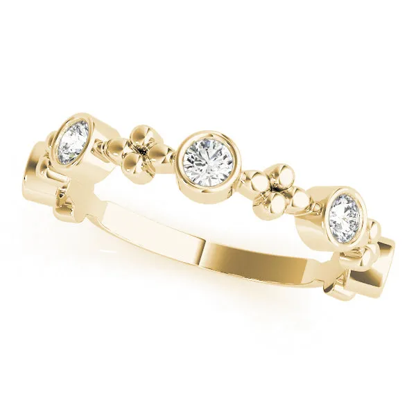 14K Bezel Set Stackable / Ladies Wedding Band