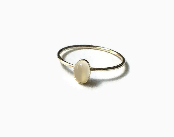 14k gold filled oval moonstone ring • Yellow gold stacking ring • Gold gemstone ring oval stone