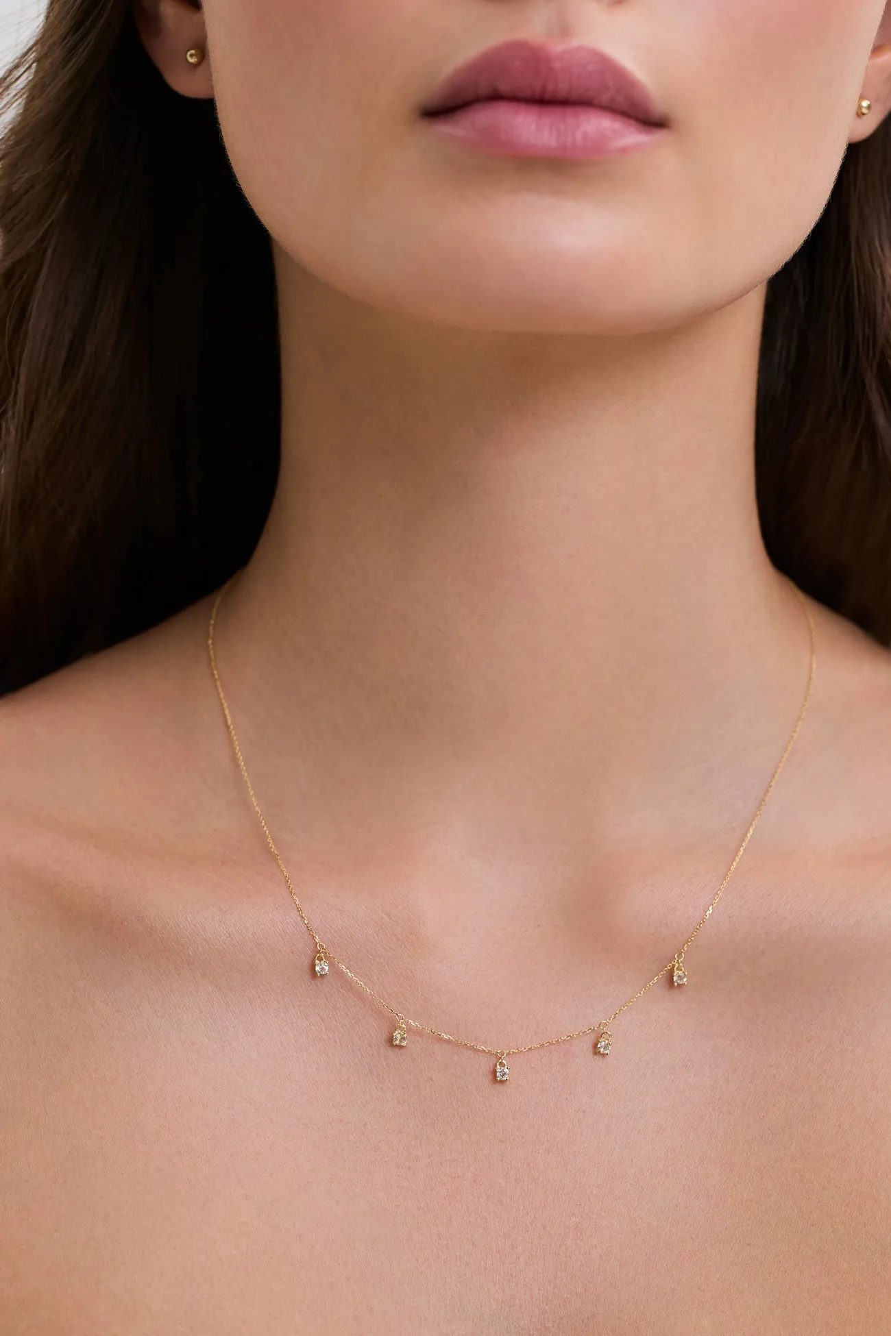 14k Gold Sparks Dangle Necklace