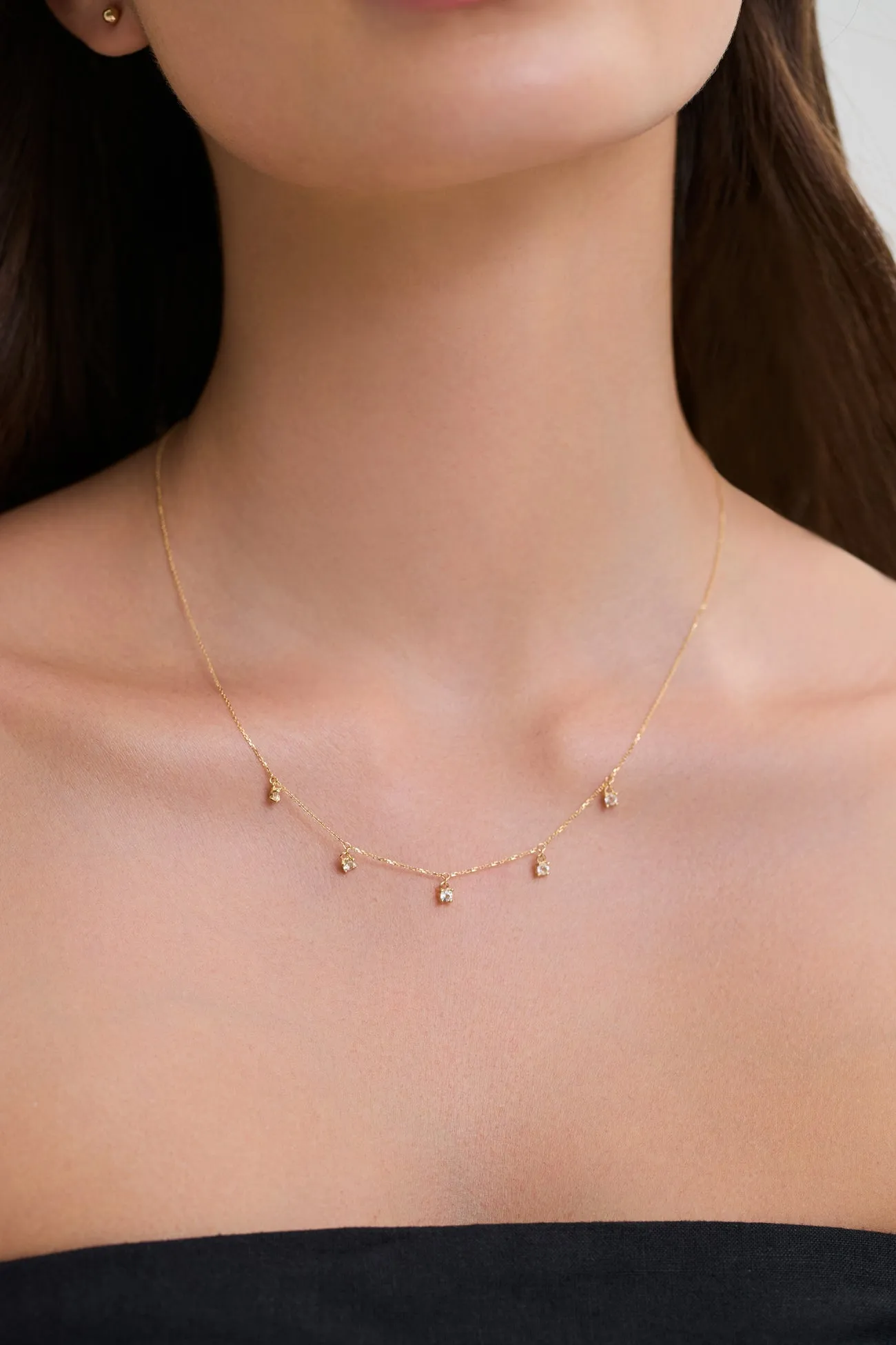 14k Gold Sparks Dangle Necklace