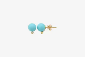 14k Gold Turquoise & Diamond Stud Earrings