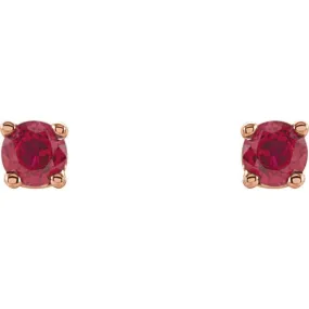 14K Rose 2.5 mm Natural Ruby Stud Earrings with Friction Post