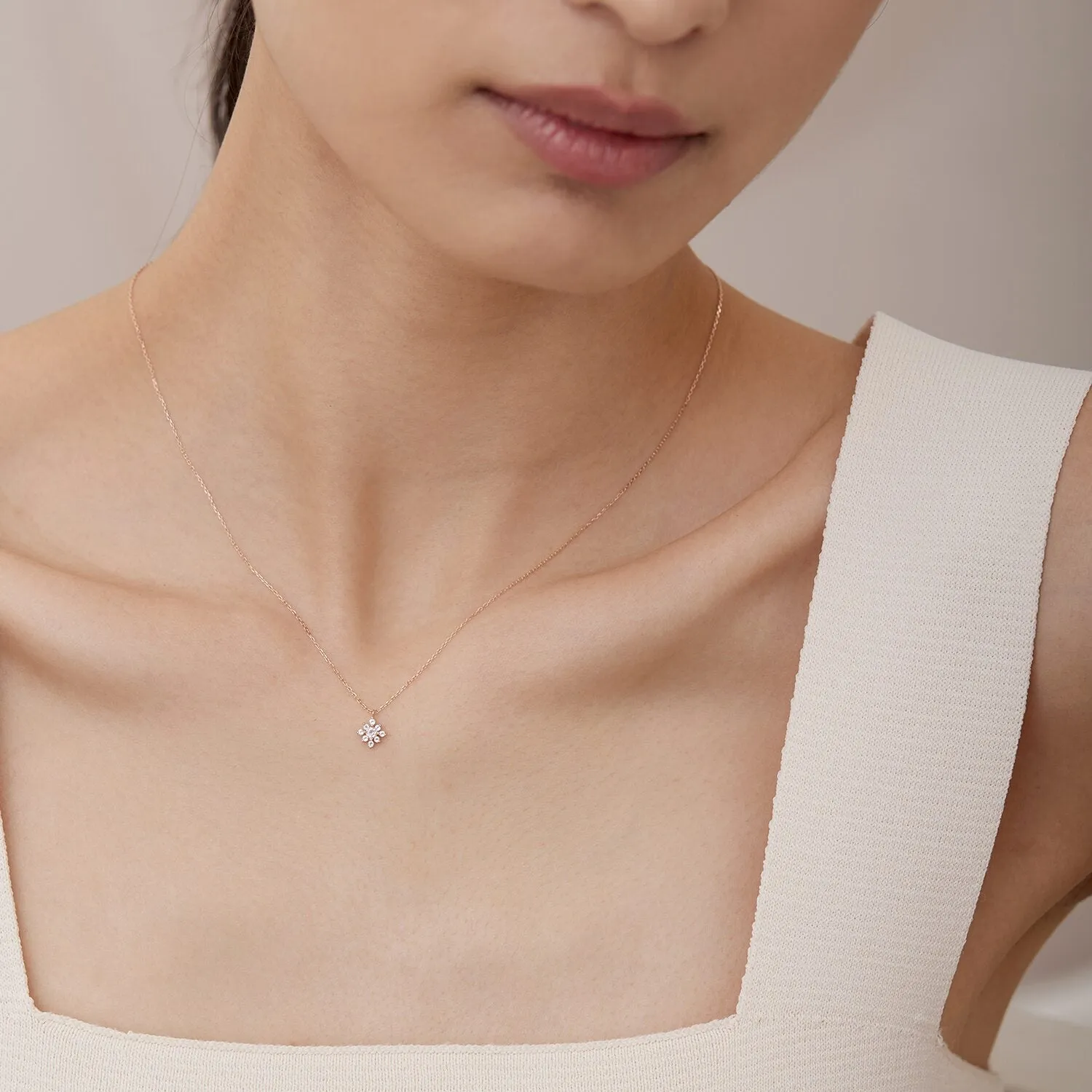 14k Rose Gold Corinne White Topaz Necklace