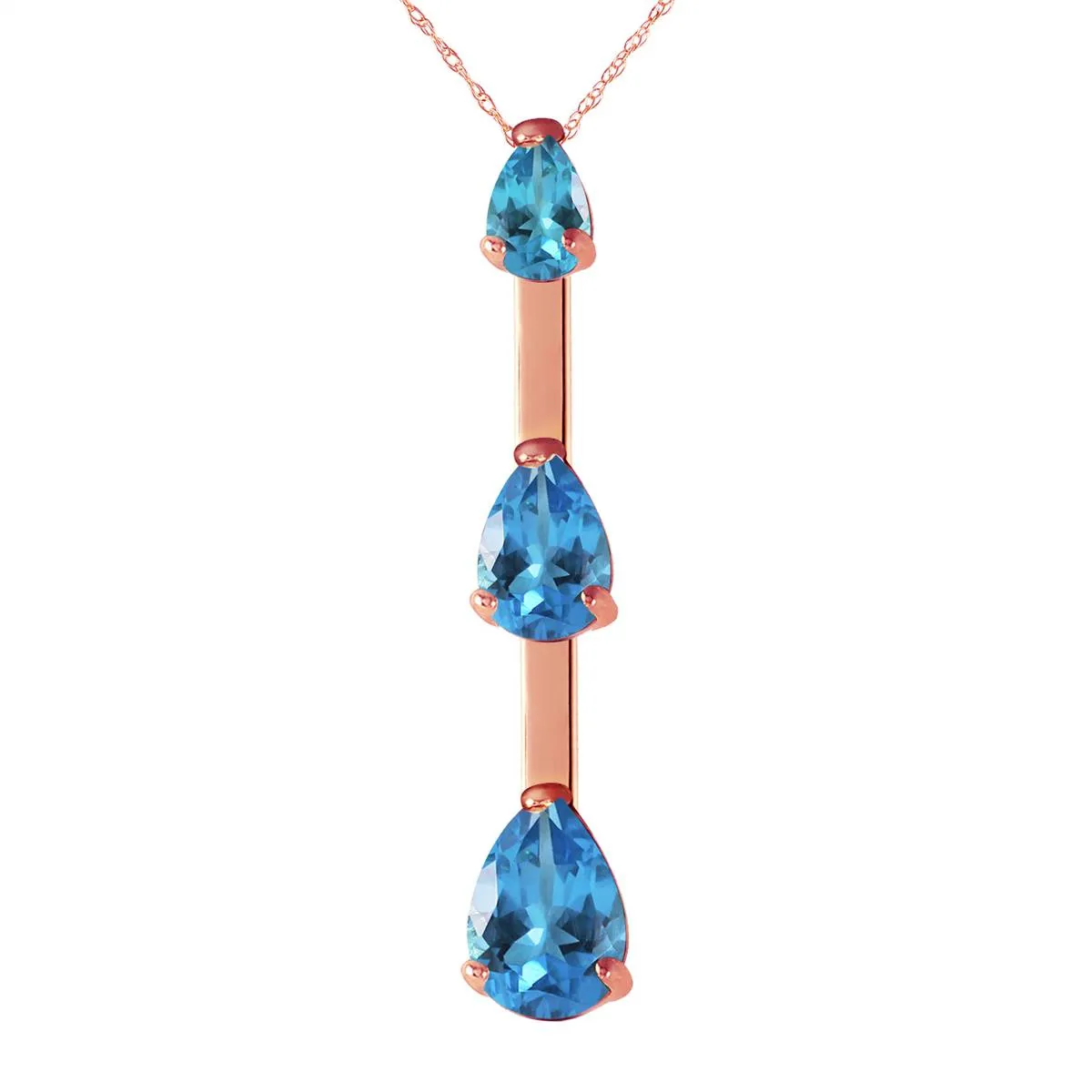 14K Solid Rose Gold Blue Topaz Jewelry Series Necklace