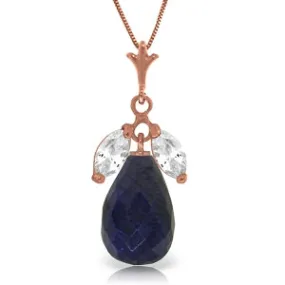 14K Solid Rose Gold Natural Sapphire & Rose Topaz Necklace Certified