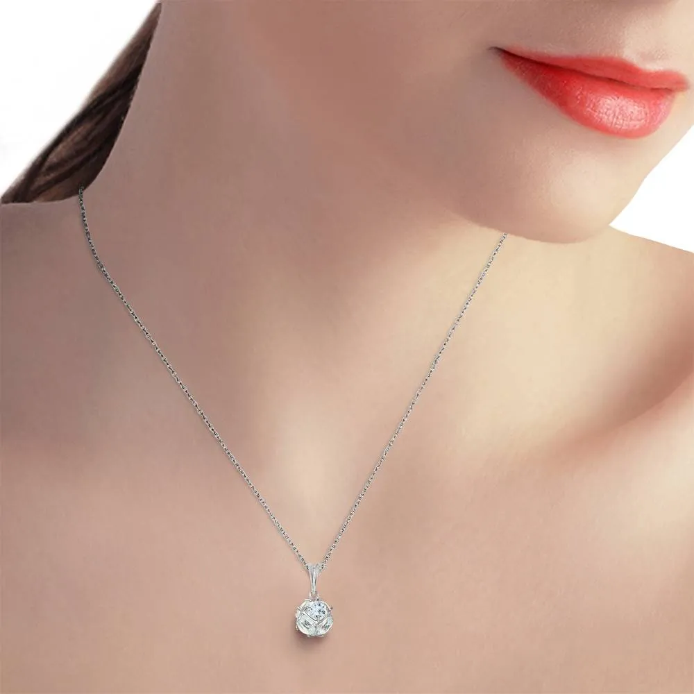 14K Solid White Gold Necklace w/ Natural Aquamarines