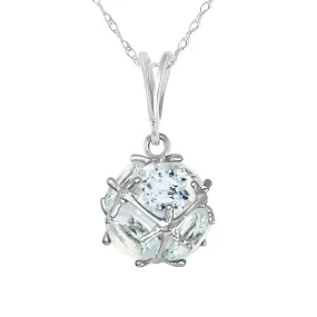 14K Solid White Gold Necklace w/ Natural Aquamarines