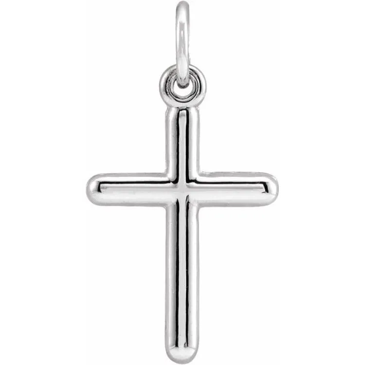 14K White 20x10.4 mm Cross Pendant