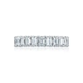 14K White Gold Emerald Cut Eternity Band