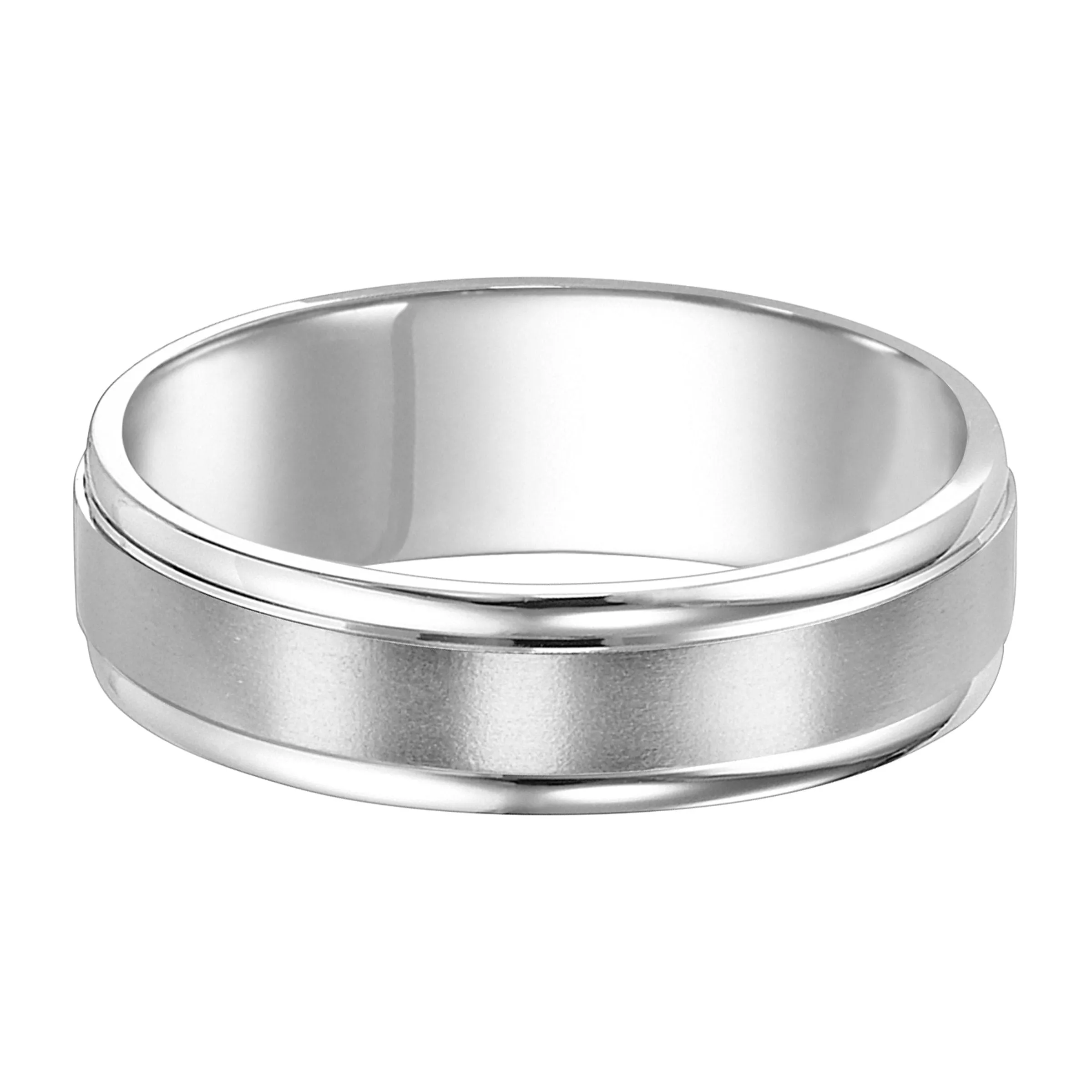 14K White Gold Engraved Wedding Band