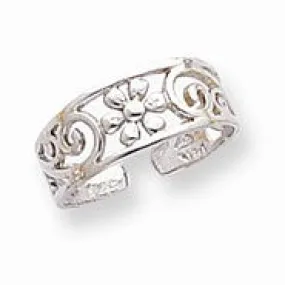 14k White Gold Floral Toe Ring