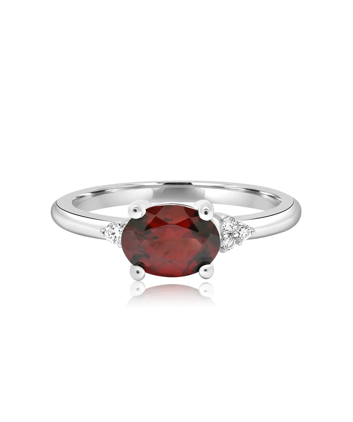 14K White Gold Garnet and Diamond Fashion Ring