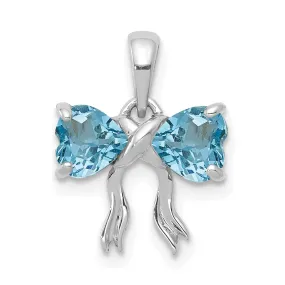 14k White Gold Light Swiss Topaz Bow Pendant