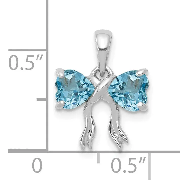 14k White Gold Light Swiss Topaz Bow Pendant