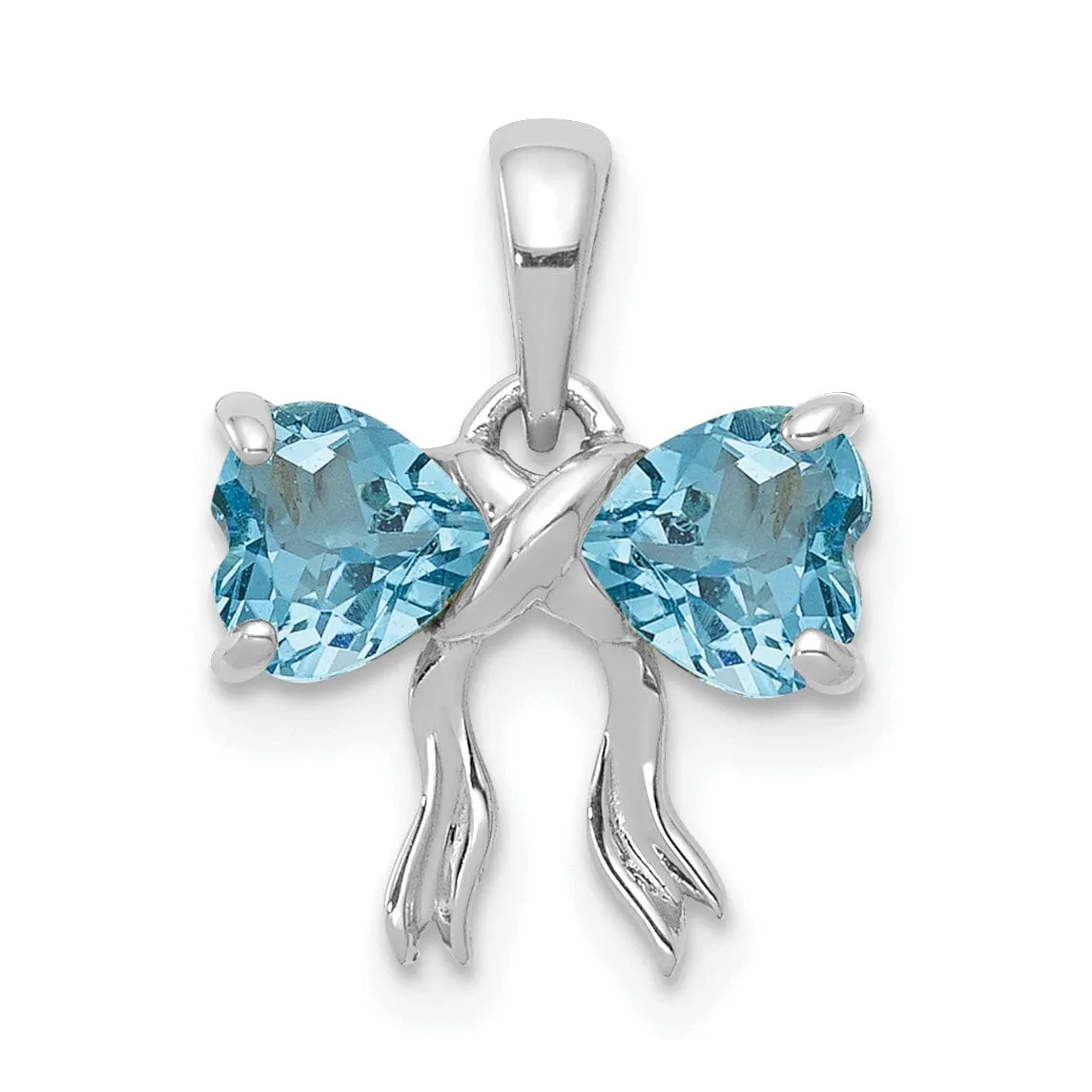 14k White Gold Light Swiss Topaz Bow Pendant