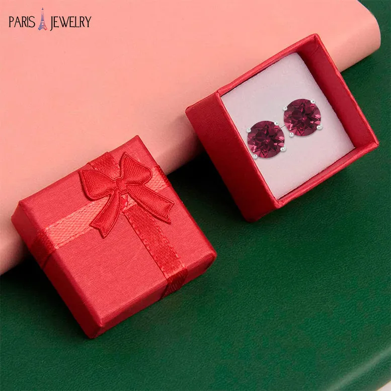 14k White Gold Plated 4 Ct Round Created Ruby Stud Earrings