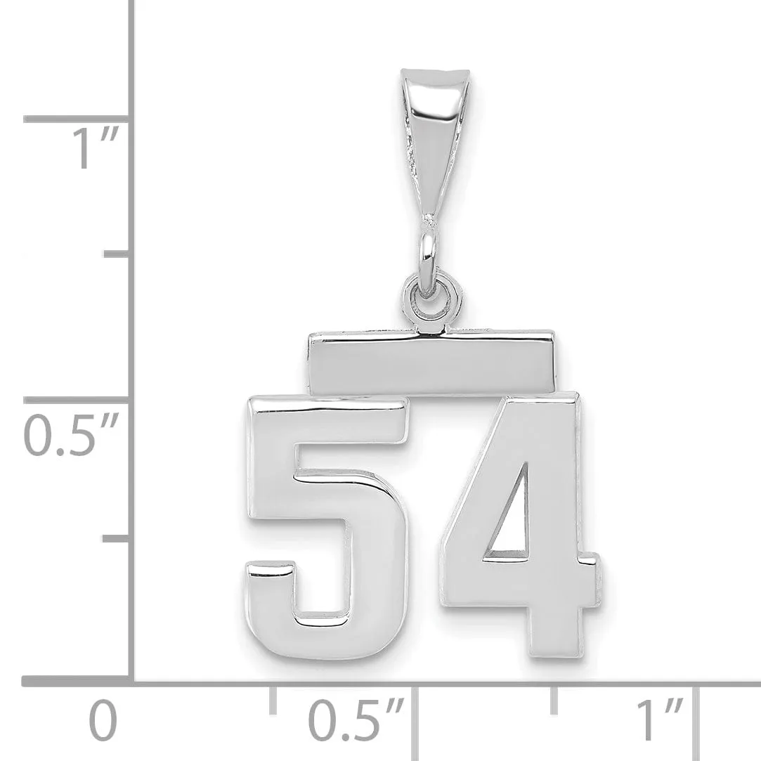 14k White Gold Polished Finish Small Size Number 54 Charm Pendant