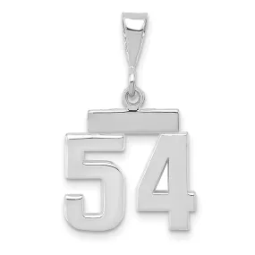 14k White Gold Polished Finish Small Size Number 54 Charm Pendant