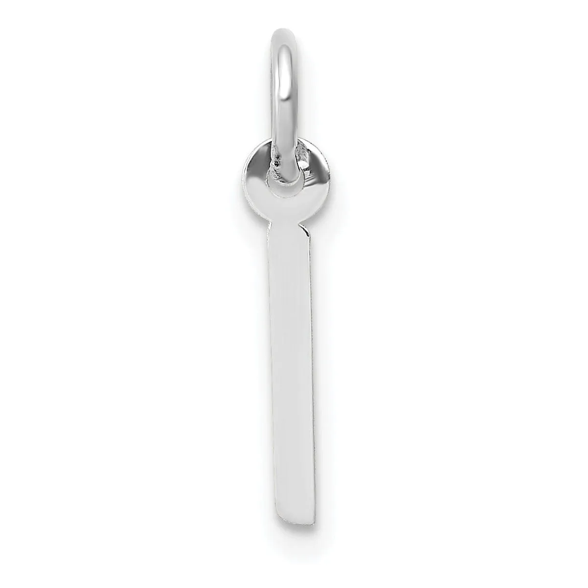 14k White Gold Small Slanted Block Letter I Initial Pendant