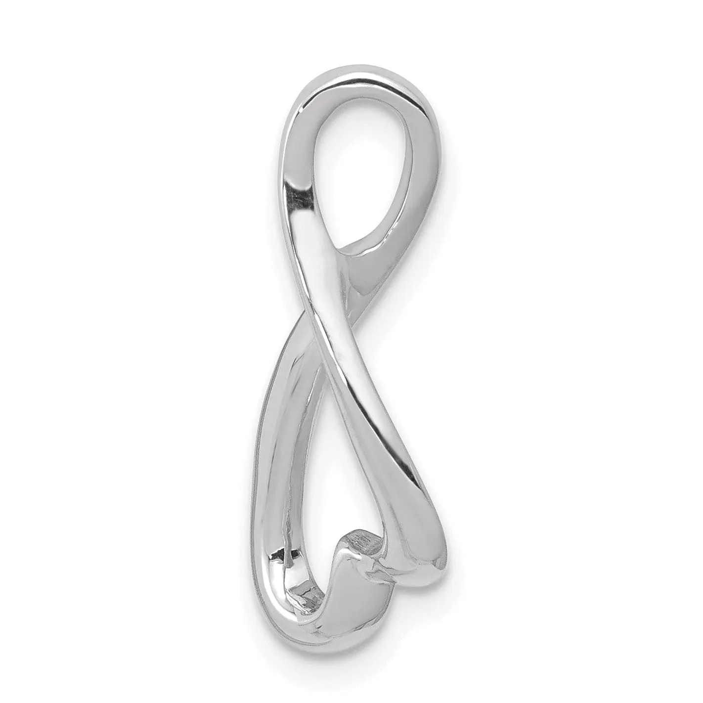 14K White Gold Solid Polished Finish up side down Heart Shape Fancy Omega Slide Pendant fits upto 4 mm Omega