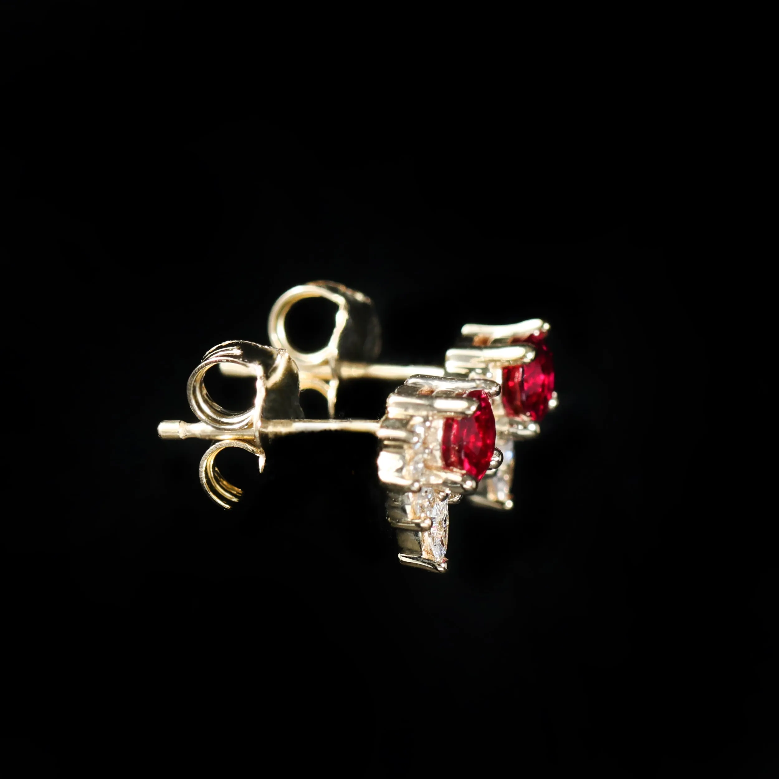 14K Yellow Gold 0.40 CTW Ruby and Diamond Stud Earrings