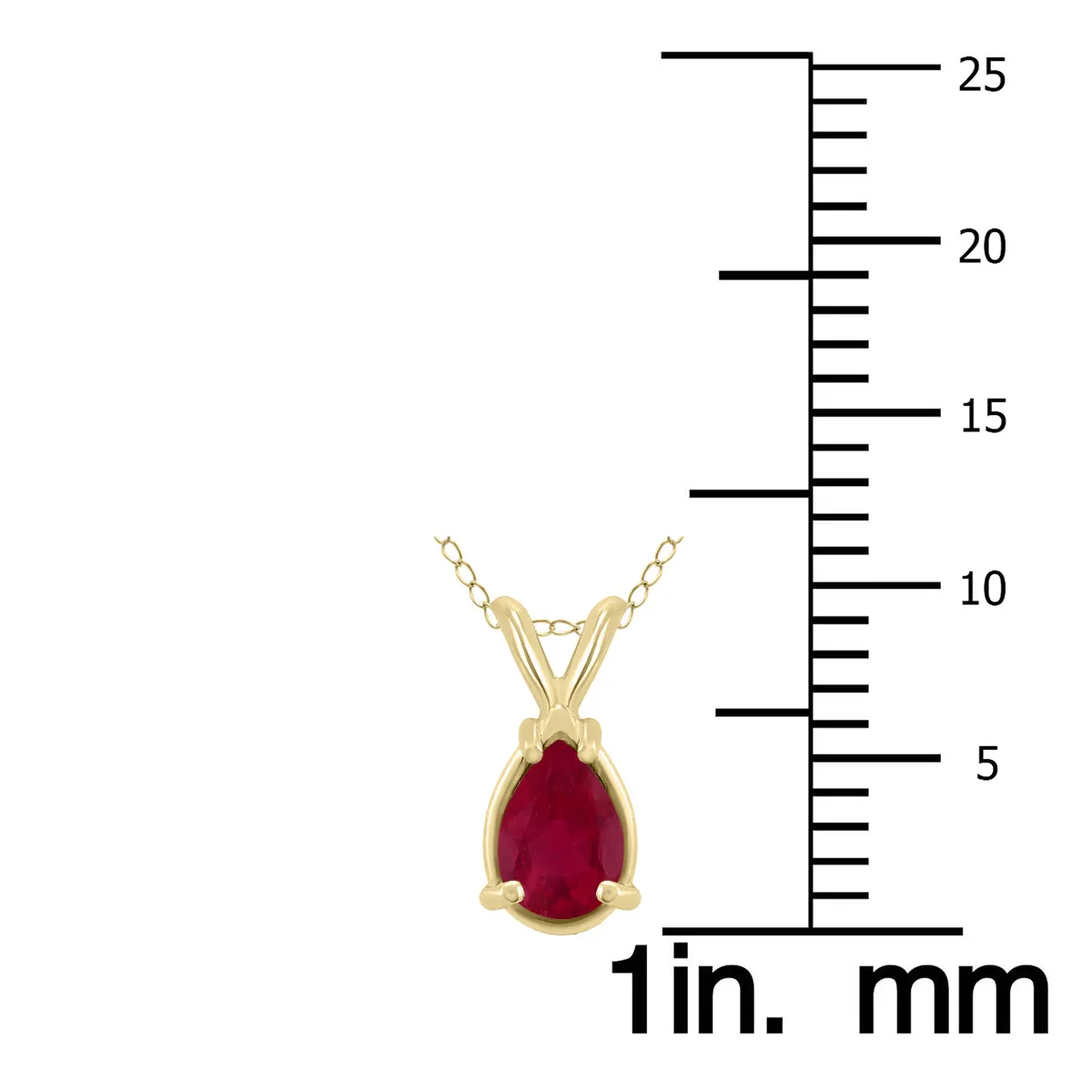 14K Yellow Gold 6X4Mm Pear Ruby Pendant