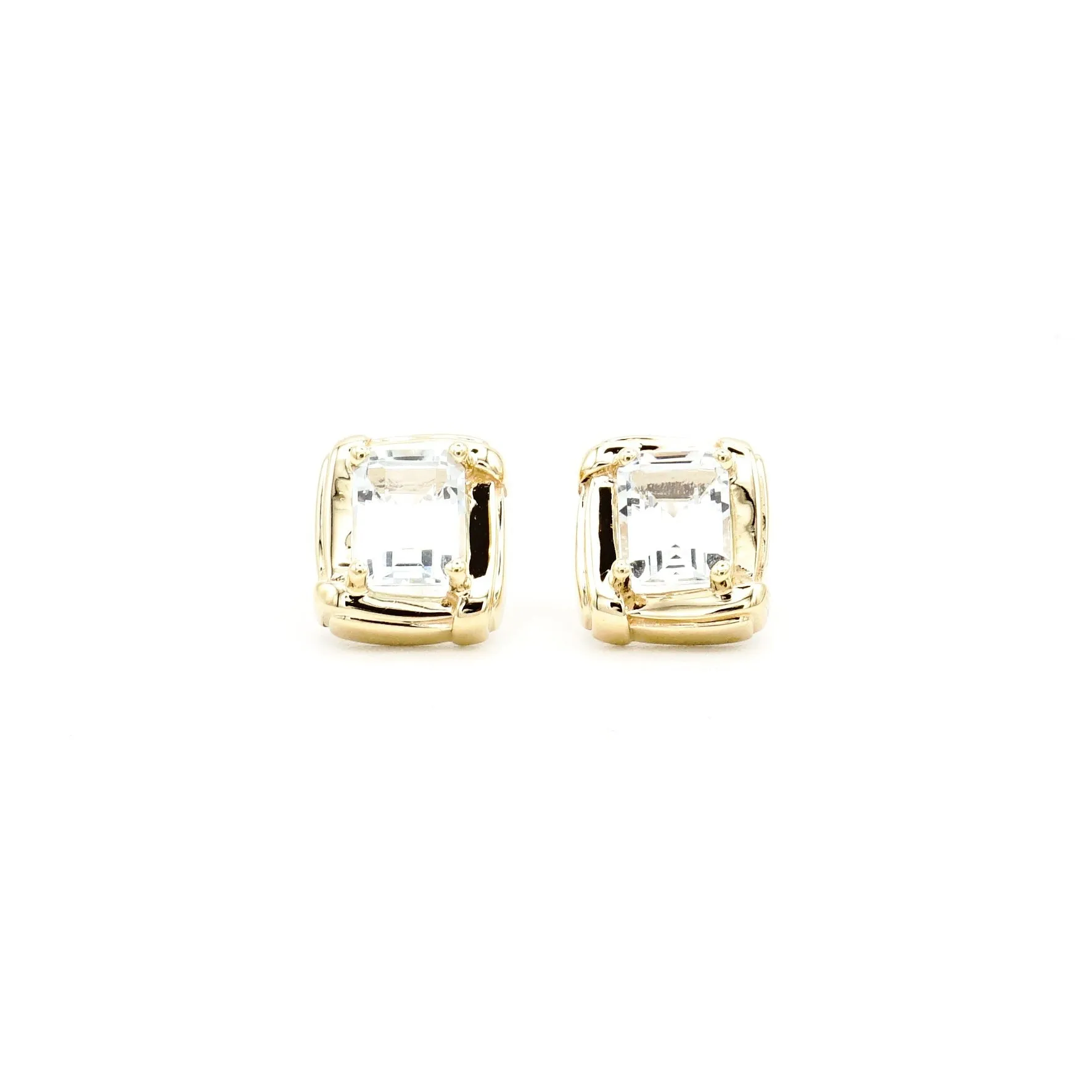 14K Yellow Gold Aquamarine Stud Earrings