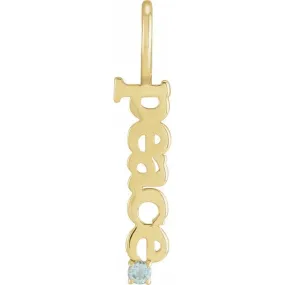 14K Yellow Gold Natural Aquamarine Peace Charm/Pendant