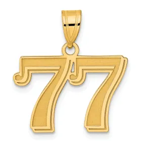 14k Yellow Gold Polished Etched Finish Number 77 Charm Pendant