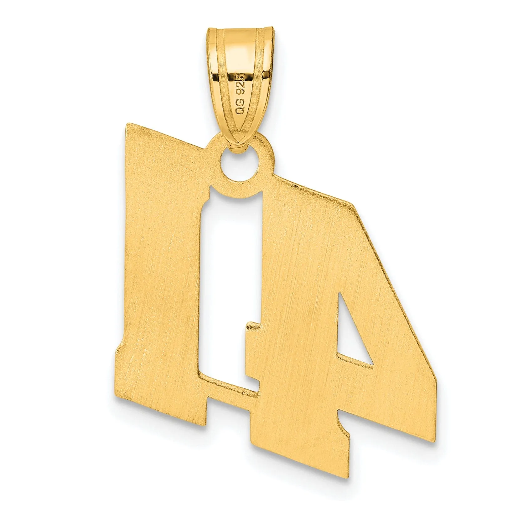 14k Yellow Gold Polished Finish Block Script Design Number 41 Charm Pendant