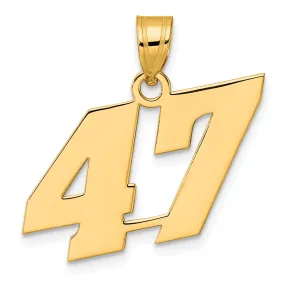 14k Yellow Gold Polished Finish Block Script Design Number 47 Charm Pendant