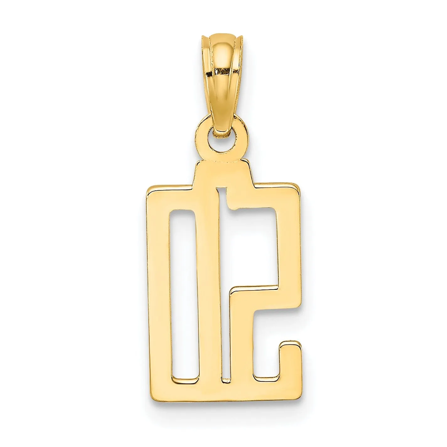 14K Yellow Gold Polished Finished Block Script Design Number 50 Charm Pendant