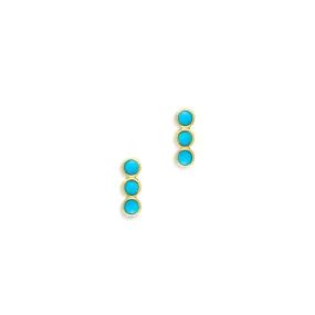 14KT Yellow Gold Turquoise Bezel Stud Earrings