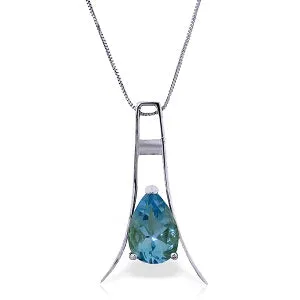 1.5 Carat 14K Solid White Gold I Amethyst Blue Topaz Necklace