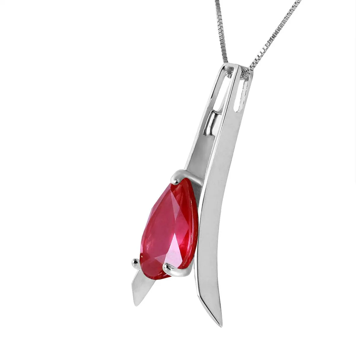 1.5 Carat 14K Solid White Gold Orpheus Singing Ruby Necklace