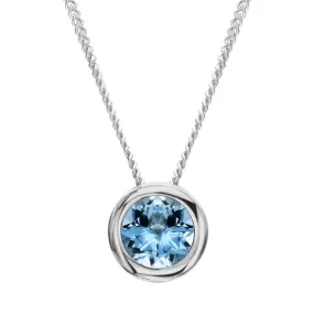 18ct White Gold 0.23ct Aquamarine Round Necklace