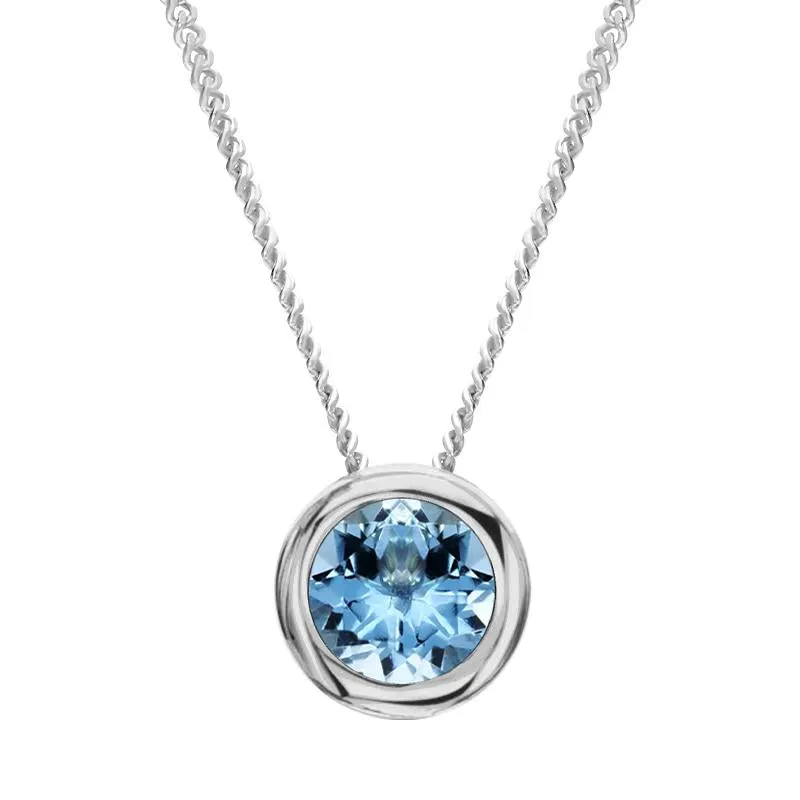 18ct White Gold 0.23ct Aquamarine Round Necklace