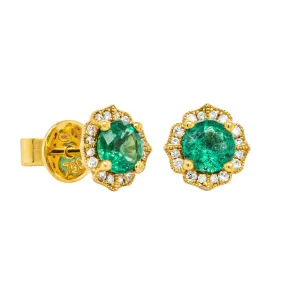 18ct Yellow Gold Emerald & Diamond Paramount Earrings