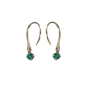 18k Gold Zambia Emerald Earrings Dainty