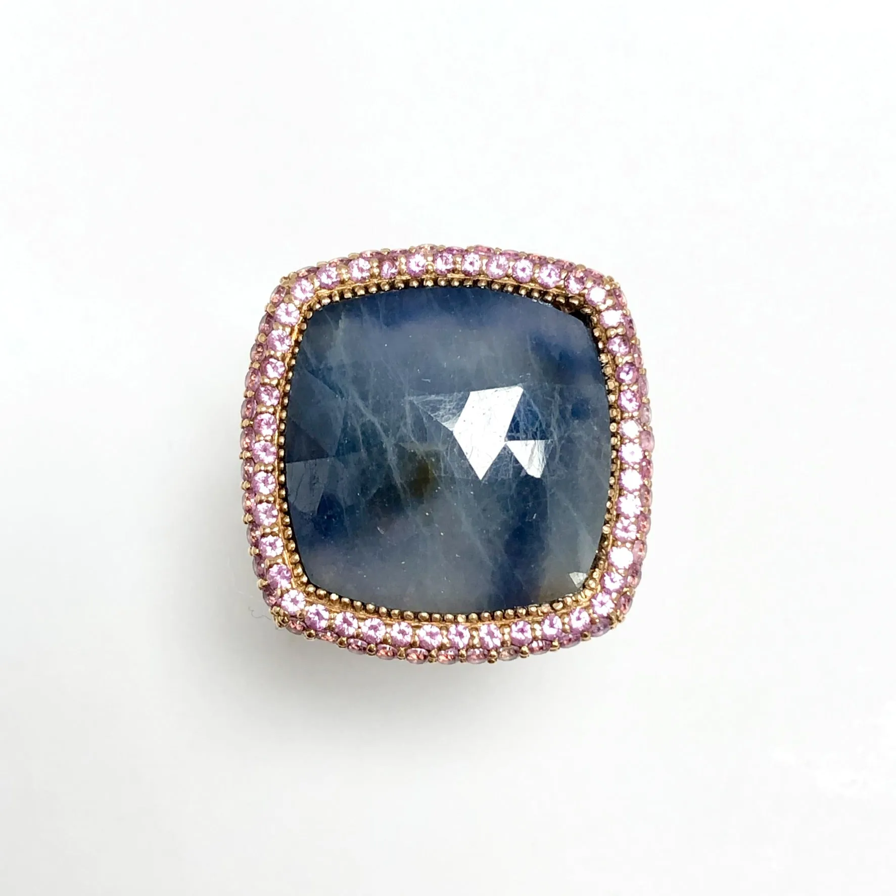 18K Rose Gold Natural Blue & Pink SAPPHIRES Ladies Ring 20.45g Size 10.35 Resizable