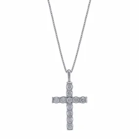 18k White Gold Small Diamond Cross Pendant