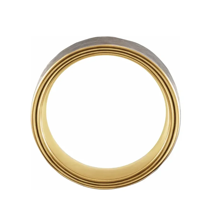 18K Yellow Gold PVD 8 mm Hammered Texture Tungsten Band