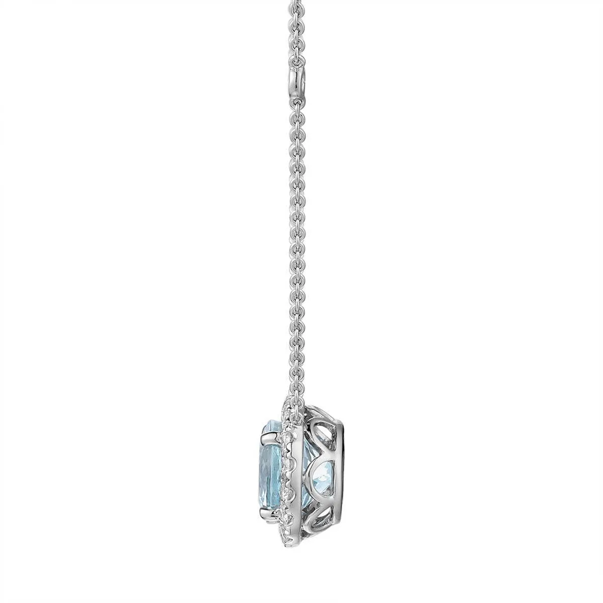 3.60ct tw Diamond Oval Aquamarine Pendant Necklace